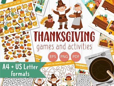 Thanksgiving games and activities for kids activities american autumn board game designillustration fun games holiday kids maze page printable puzzle recreational thanksgiving turkey worksheet