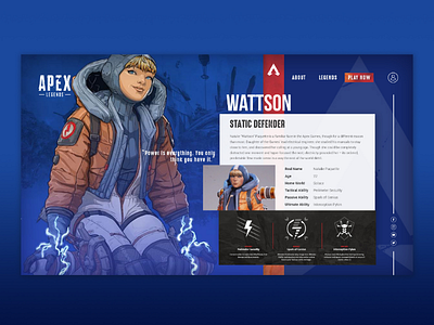 Wattson Apex Legends Character Page apex apex legends website website design website layout