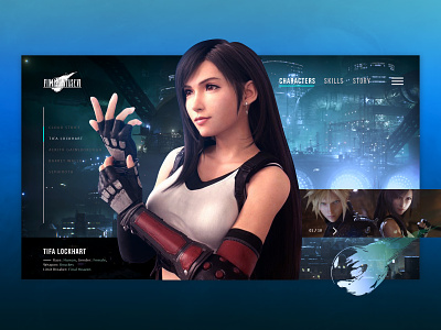 Tifa Lockhart FFVII - Concept Character Page branding character concept concept page design ff7 ffvii final fantasy gaming graphic art graphic deisgn tifa tifa lockhart ui ui design web design website website design