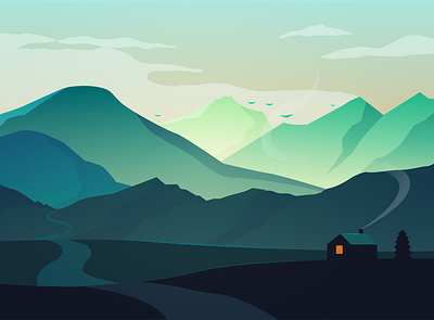 Landscape in Adobe Illustrator 🎨 design graphic design illustration ui