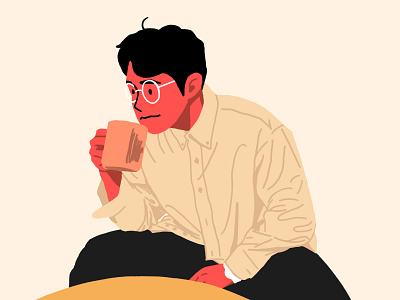 Designer Drinking Coffee illustration