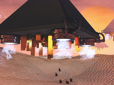 Pymid 3d atmosphere c4d cinema4d desert futuristic landscape pyramid render sand ship spaceship