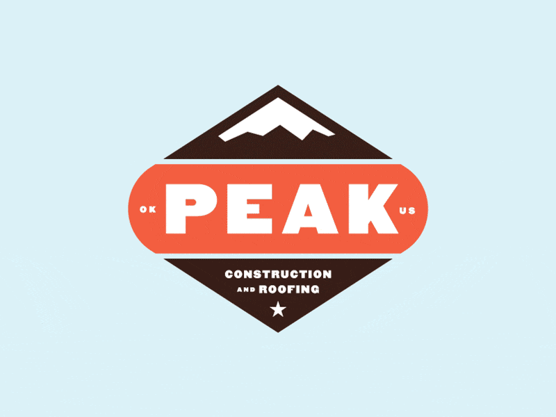 Peak Roofing + Construction badge badgehunting brand color construction identity logo mountain peak sketches type typography