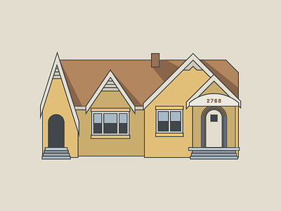New Home! 1920s color cute door home house illustration