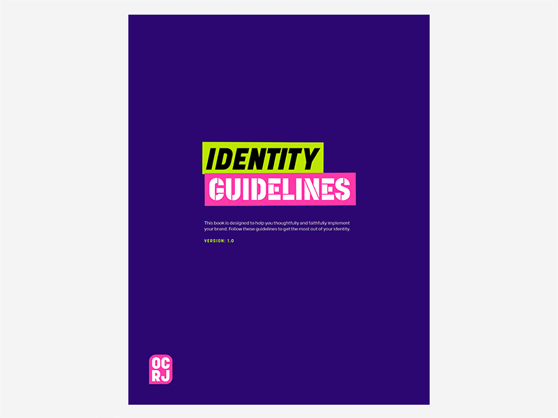 OCRJ Identity Guidelines brand branding color guide guidelines identity justice motion pink typography women