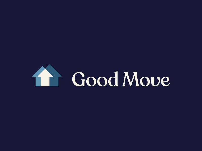 Good Move Identity arrow brand branding color design house icon identity logo mark pattern real estate recoleta type typography