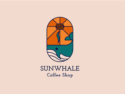 SunWhale Coffee Shop Logo Concept badge brand branding coffee coffee shop logo stained glass sun whale