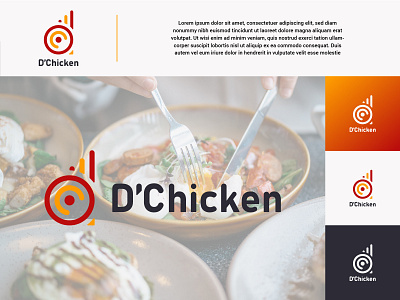 D' Chicken Restaurant Logo abstract brand identity branding cafe chicken design food and beverage logo minimalist modern restaurant