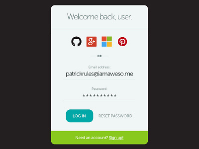 Sign In login modal sign in sign on social