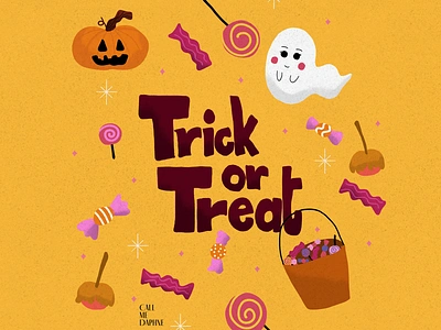 Trick or Treat candies graphic design halloween illustration pattern spooky trickortreat typography