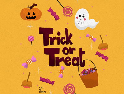 Trick or Treat candies graphic design halloween illustration pattern spooky trickortreat typography