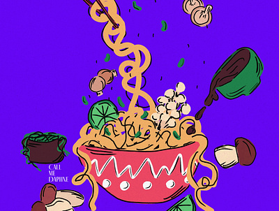 Chaotic Noodle Soup chaotic food food illustration illustration noodle soup still life stilllife illustration vibrant colors