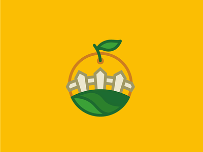 Garden citrus farm fence fruit garden icon juicy land logo orange
