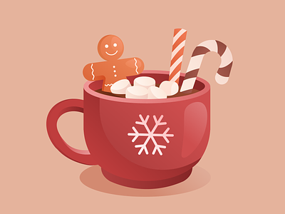 Hot chocolate winter drink candy chocolate christmas cocoa coffee cup drink gingerbrad man hot illustration latte marshmallow mug red sweet warm winter