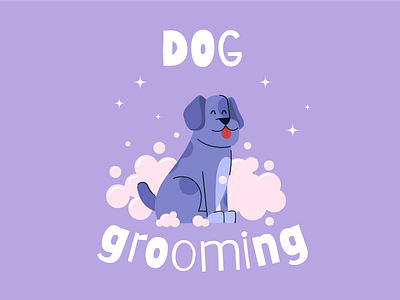 Cute purple dog for Grooming salon