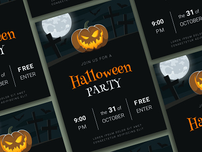 Halloween party invitation design halloween illustraition invitation pumpkin template vector