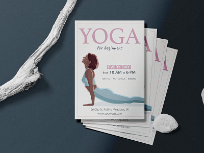 Flyer for yoga studio flyer illustration poster vector woman yoga yoga studio