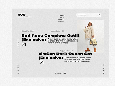 K99 Store - asymmetric grid Web design design graphic design ui uiux ux