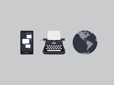 Flat Icons blue earth flat globe gray icon iphone typewriter