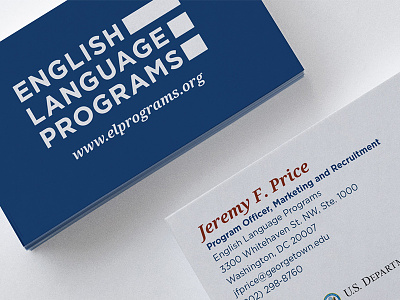 English Language Programs academic branding business card college dc droid serif gotham knocked out logo reversed washington