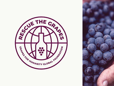 Rescue The Grapes Logo - GFH branding global globe grapes logo logo design logo mark wine