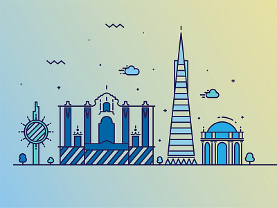 SF skyline design gloom illustration san francisco summer