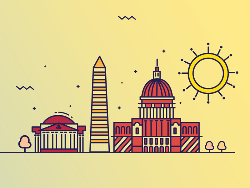 D.C skyline d.c washington shiny summer design illustration