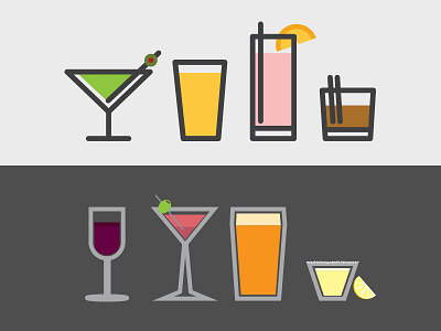 Cocktail Showdown beverages cocktails colors dranks drinks fruit grey icon shapes straws