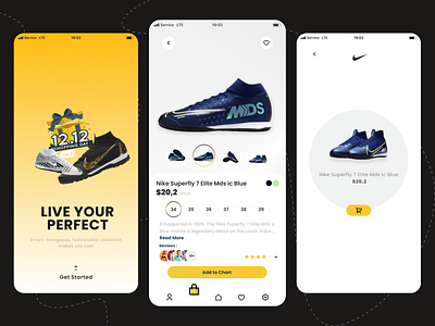 Nike store app - e commerce advertisement animation appstore branding buy chart design ecommerce graphic design logo mobile screen shoes shop splash store ui