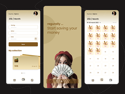 Piggy bank mobile app - saving money app atm bank branding card cartoon design mobile money piggy saving ui wallet