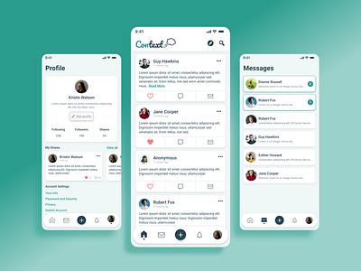 Context - Social Media App app design typography ui ux