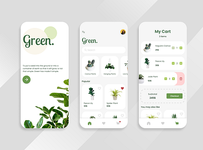 Plant Shop Application app design illustration logo typography ui ux