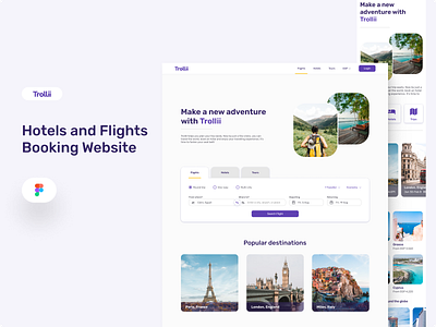 Flights and Hotels Booking Website design illustration typography ui ux