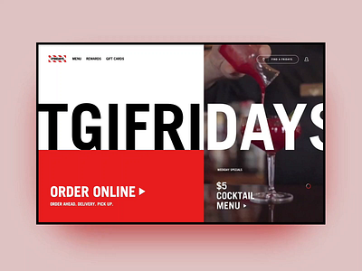 TGIFRI(DAYS) animation branding colorwipe concept flat icons interface loader menu minimal order prototype red typography ui ux web webdesign website wipe