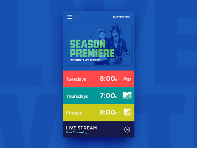 Reality Show 2 brand cards color design minimal mobile premiere reality responsive