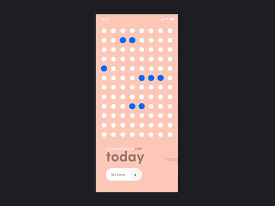 Min Cal calendar dots events grid minimal pink today tomorrow