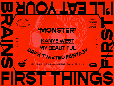'MONSTER' - dribbble bowl brains brand design fangs icons illustration lyrics monster orange skull type
