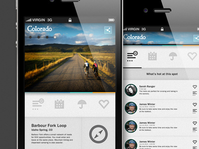 Colorado Tourism application mobile pitch ui