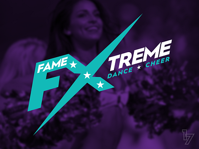 Fame Xtreme Dance & Cheer branding cheer dance identity lettering logo logotype purple teal typography