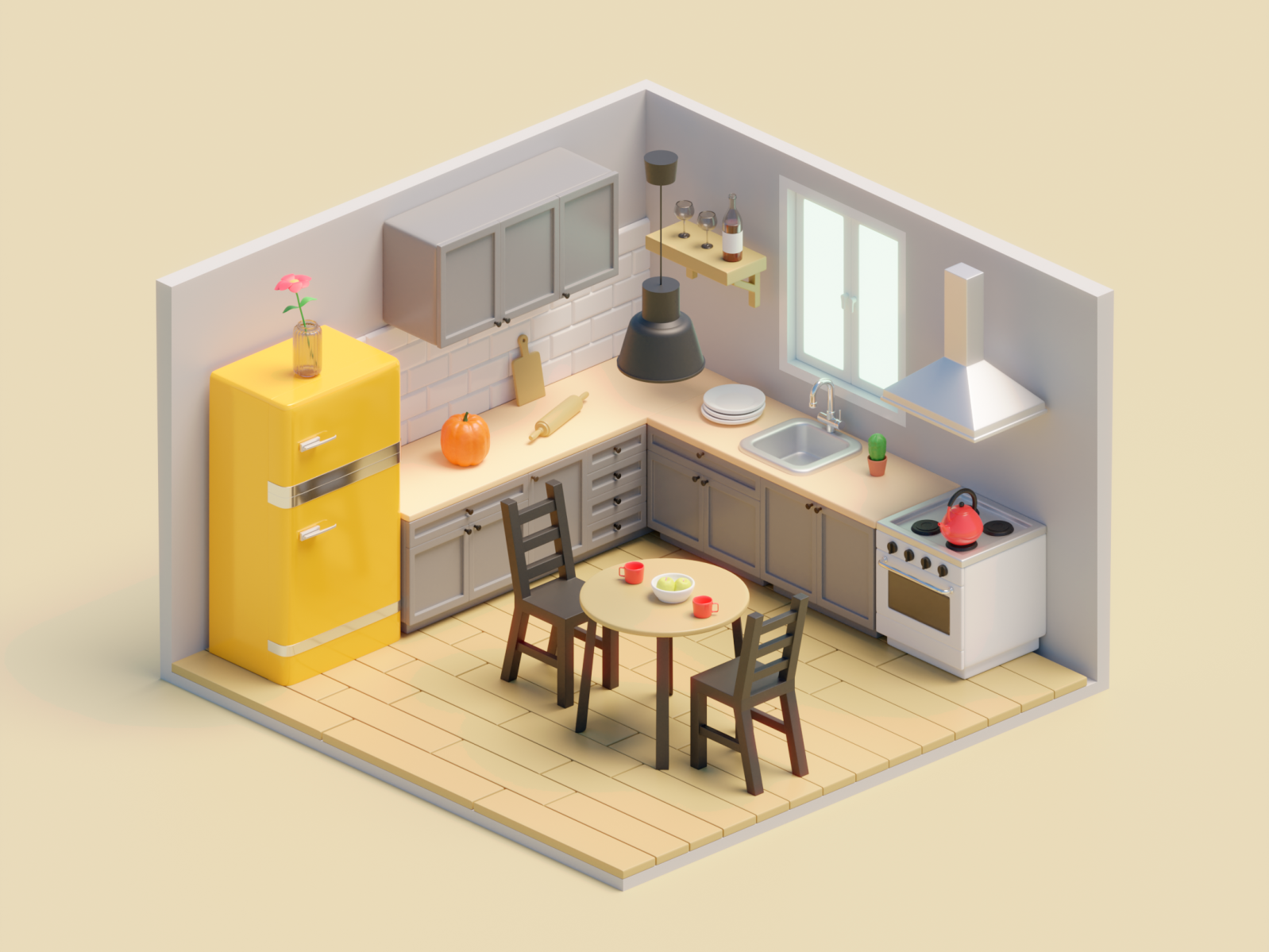 Isometric Kitchen Diorama by Andrew Reva on Dribbble