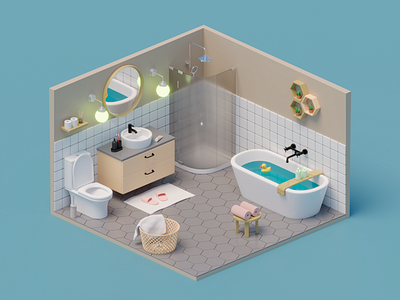 Isometric Bathroom Diorama by Andrew Reva on Dribbble