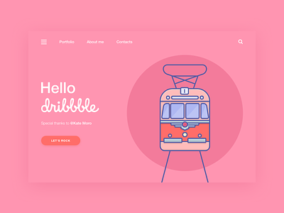 Hello Dribbble! design dribbble hello illustration tram vector web