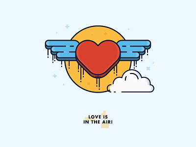 Love is in the air air couple day fly heart illustration kiss love valentines valentinesday vector