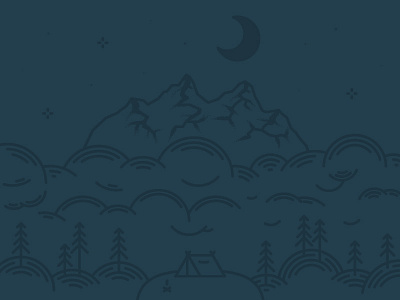 Mountain Camping camping circle cloud dot dots illustration monochromatic mountain night pointillism stars tent