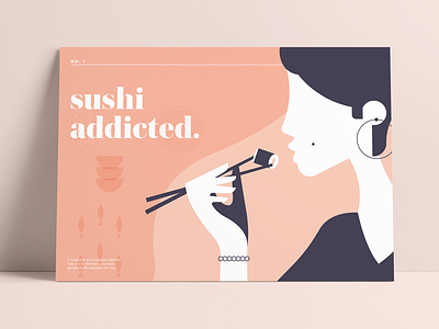 Sushi Addicted food illustration logo passion poster print sushi typography vintage