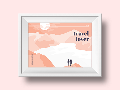 Travel Lover illustration journey mountain passion poster print sunset travel trip typography vintage