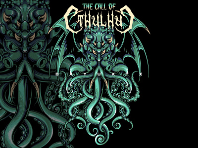 The call of cthuluc apparel design artwork clothes costume design cthulhu dark art design digital drawing graphic design illustration kraken logo merchandise nft nfts octopus squid tentacles the call of cthulhu tshirt design