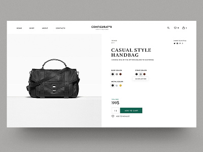 Handbags Configurator Theme Product Details Page ecommerce handbags layout minimal product page products shop theme typography ui ux web design