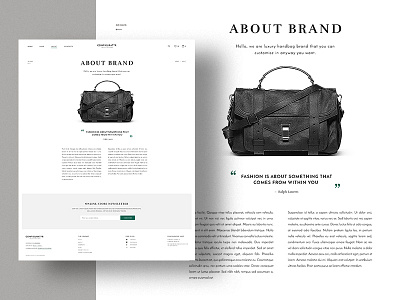 Handbags E-Commerce About Page about ecommerce handbags layout minimal products shop theme typography ui ux web design