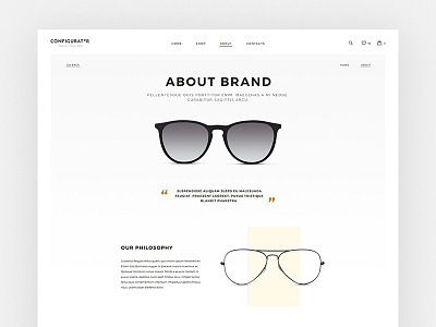 Sunglasses | Configurator Ecommerce Theme About Pagte about ecommerce glasses layout shop sunglasses typography ui ux web design